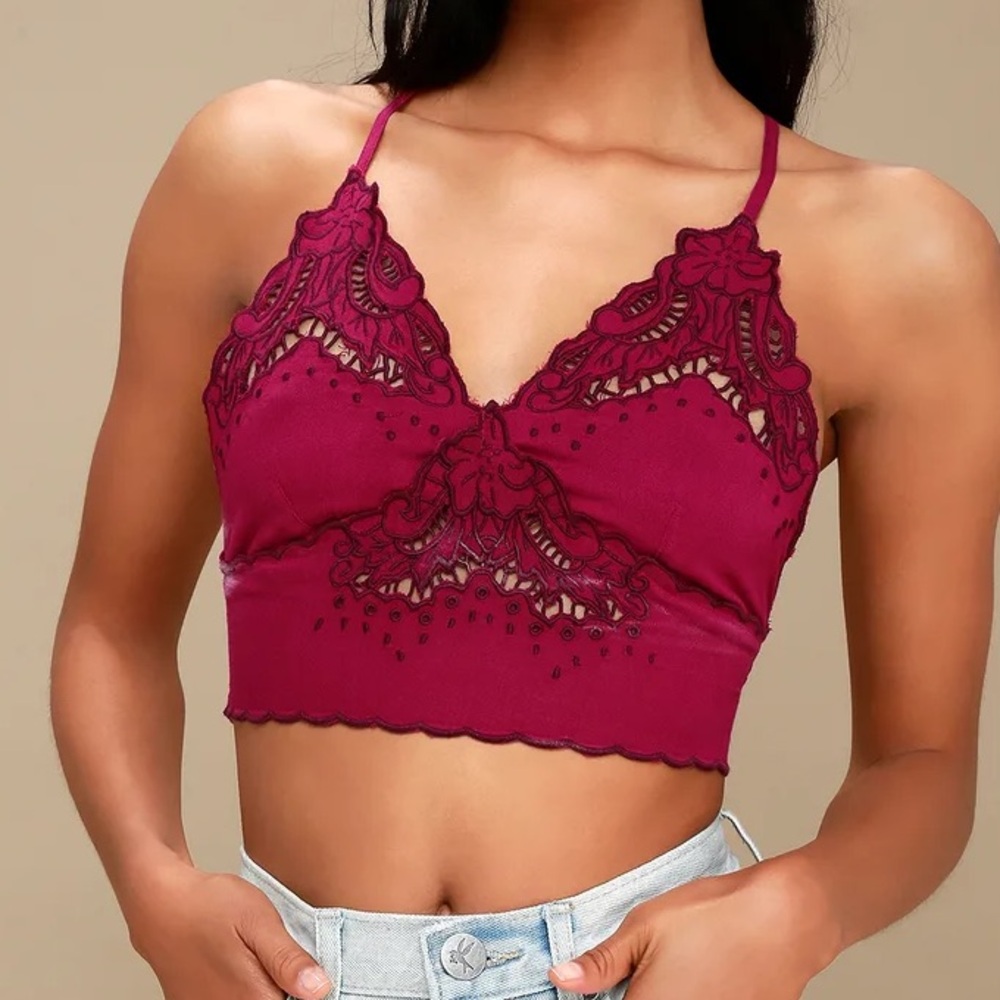 Free People Sleep Eyes Magenta Embroidered Brami